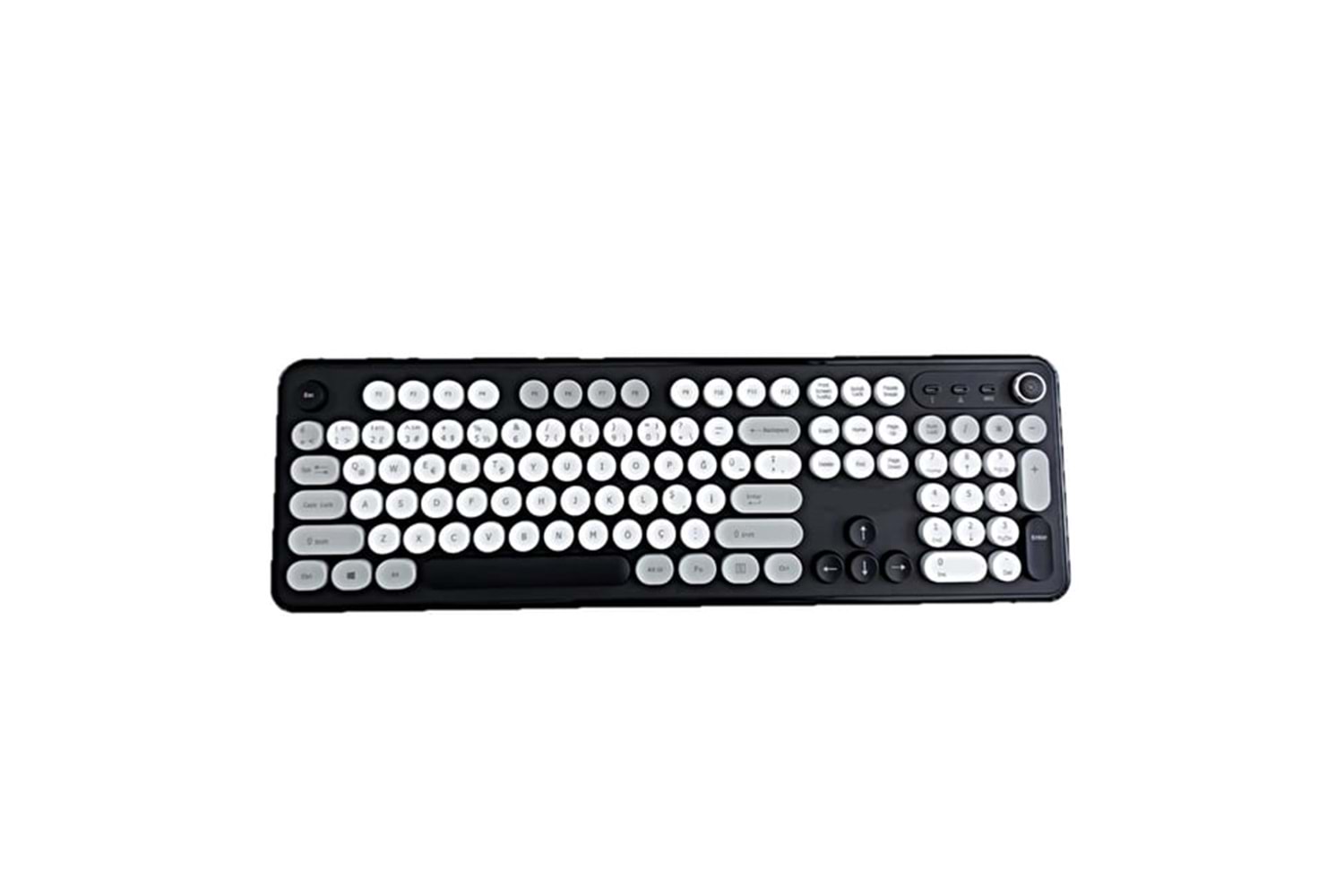 JEDEL USB KABLOSUZ / BLUETOOTH SİYAH-BEYAZ DAKTİLO TUŞLU YUMUŞAK TUŞLU KLAVYE WKB104